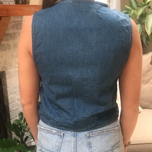 Rare Vintage Cottagecore Quilted Woven Denim Vest - Picture 8 of 14